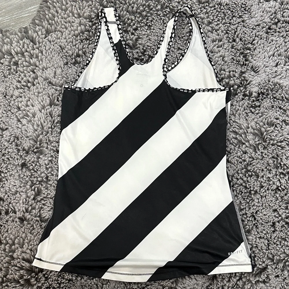 Nike Women's Diagonal Striped Tank Top with Yellow Swoosh - Picture 8 of 8